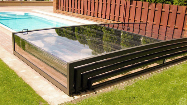 Flache Poolüberdachung Aluna® Exclusive Line R1