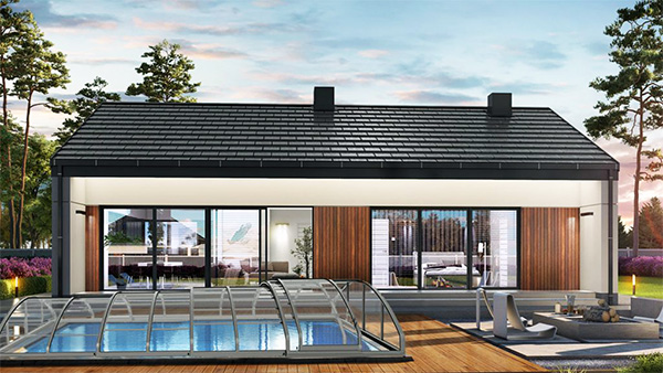 Flache Poolüberdachung Aluna® Variant Light