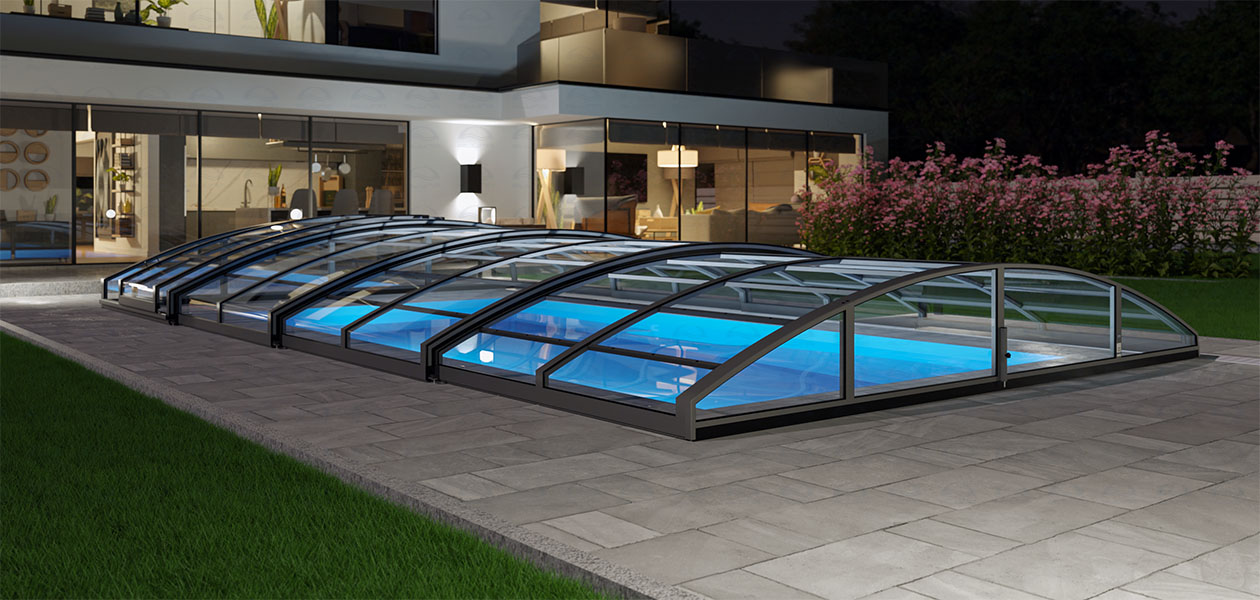 Niedrige Pool-Überdachungen - Aluna® Low Line