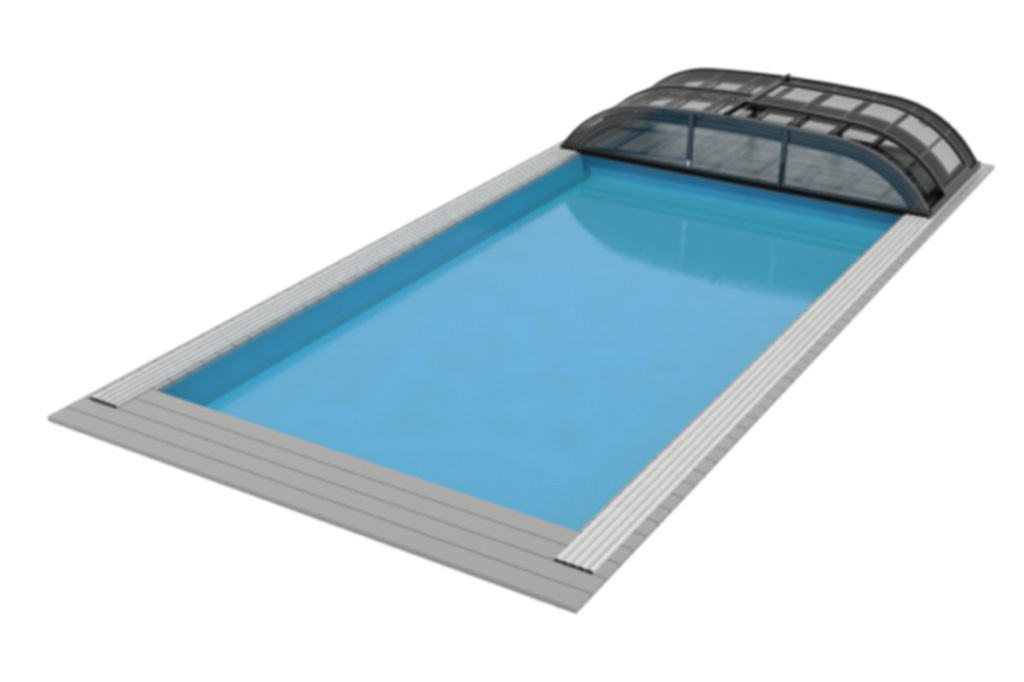 Niedrige Poolüberdachung Aluna® Wave Pro