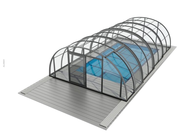 Hohe Schwimmbadüberdachung Aluna® Opera