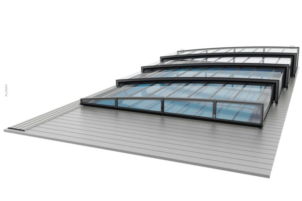 Flache Poolüberdachung Aluna® Neo Light R1
