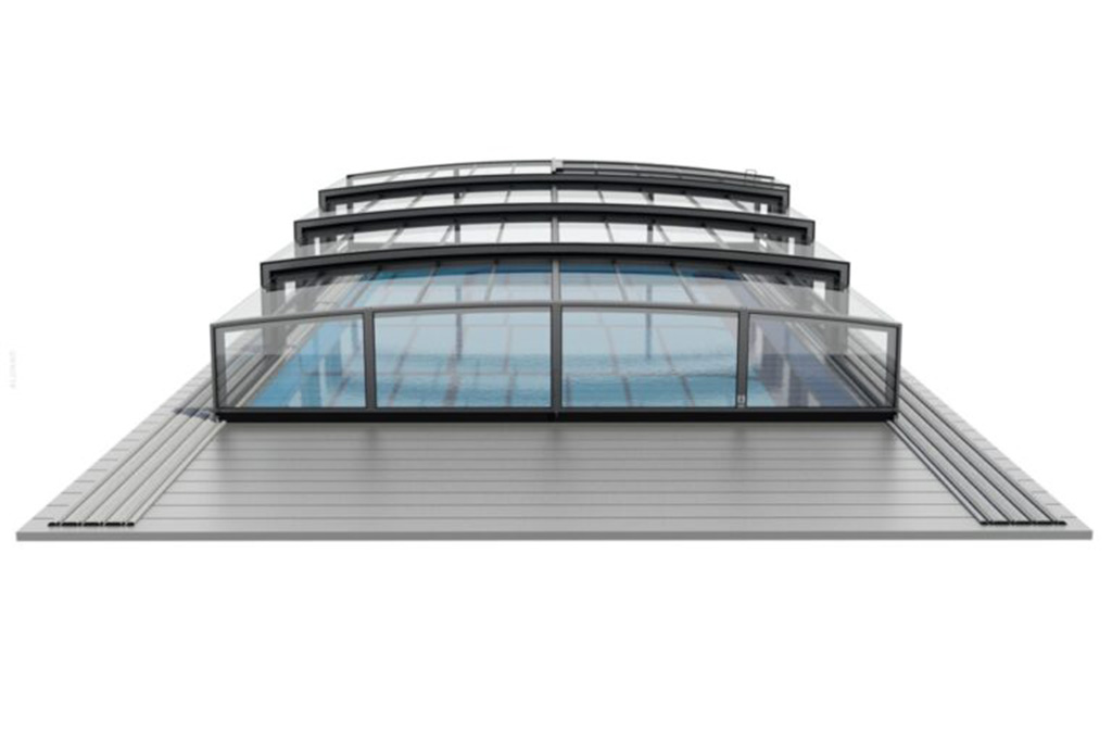 Flache Schwimmbadüberdachung Aluna® H2O