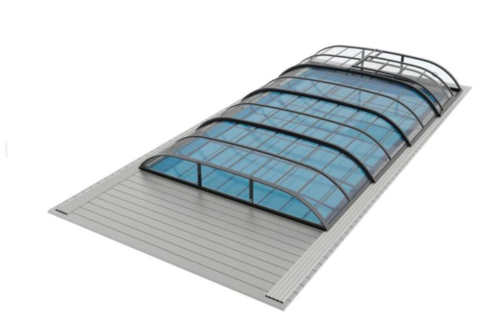 Niedrige Schwimmbadüberdachung Aluna® Wave Pro