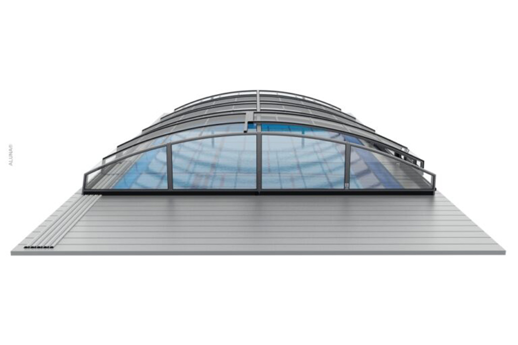 Flache Schwimmbadüberdachung Aluna® Variant Light R1